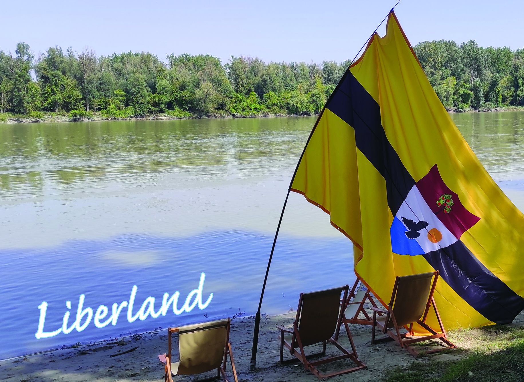 Flag on the Danube coast in Marina Mateos